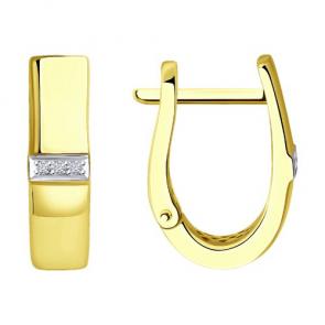 Серьги из лимонного золота Diamant с бриллиантом 53-220-01352-1 фото