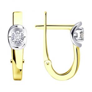 Серьги из лимонного золота Diamant с бриллиантом 53-220-01498-1 фото
