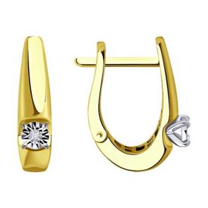 Серьги из лимонного золота Diamant с бриллиантом 53-220-01532-1 фото