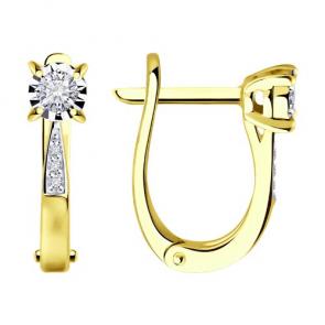 Серьги из лимонного золота Diamant с бриллиантом 53-220-01673-1 фото
