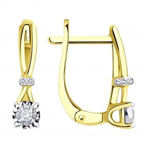 Серьги из лимонного золота Diamant с бриллиантом 53-220-01683-1 фото