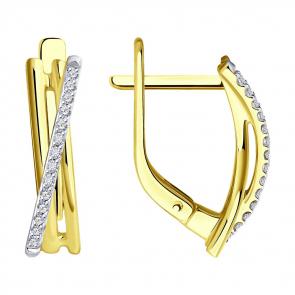 Серьги из лимонного золота Diamant с бриллиантом 53-220-01895-1 фото