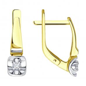 Серьги из лимонного золота Diamant с бриллиантом 53-220-01901-1 фото