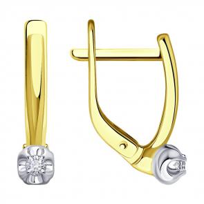 Серьги из лимонного золота Diamant с бриллиантом 53-220-01985-1 фото