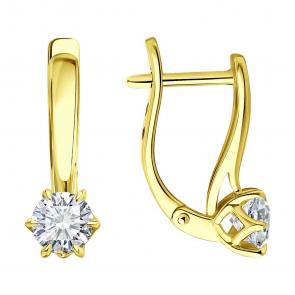 Серьги из лимонного золота Diamant с рубином и бриллиантом выращенным 53-220-02375-1 фото