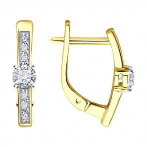 Серьги из лимонного золота Diamant с рубином и бриллиантом выращенным 53-220-02491-1 фото