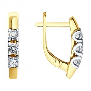 Серьги из лимонного золота Diamant с рубином и бриллиантом выращенным 53-220-02495-1 фото