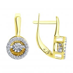 Серьги из лимонного золота Diamant с танцующим бриллиантом 53-220-02609-1 фото