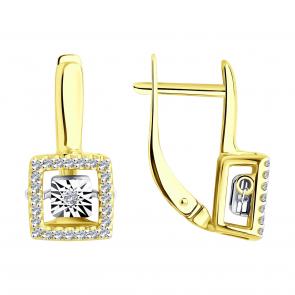 Серьги из лимонного золота Diamant с танцующим бриллиантом 53-220-02623-1 фото