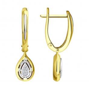 Серьги из комбинированного золота Diamant с бриллиантом 53-221-01899-1 фото