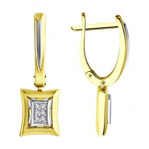Серьги из комбинированного золота Diamant с бриллиантом 53-221-02128-1 фото