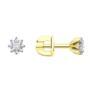 Серьги из лимонного золота Diamant с бриллиантом 53-222-01702-1 фото