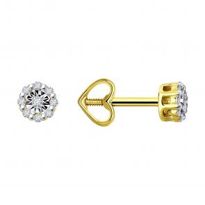 Серьги из лимонного золота Diamant с бриллиантом 53-222-02061-1 фото