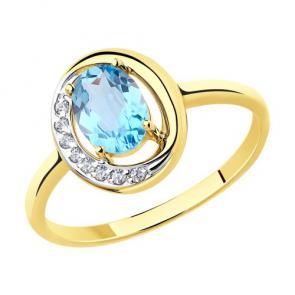 Кольцо из лимонного золота Diamant с топазом и фианитом 53-310-00224-1 фото