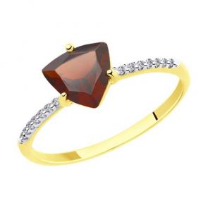 Кольцо из лимонного золота Diamant с фианитом и гранатом 53-310-00291-2 фото