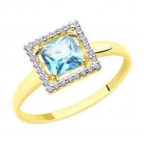 Кольцо из лимонного золота Diamant с топазом и фианитом 53-310-00294-1 фото
