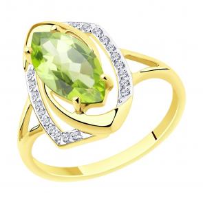 Кольцо из лимонного золота Diamant с фианитом и хризолитом 53-310-00659-1 фото