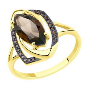 Кольцо из лимонного золота Diamant с фианитом и раухтопазом 53-310-00659-2 фото