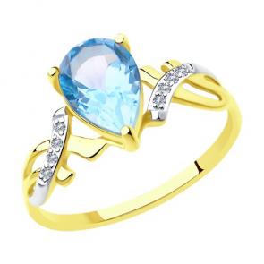 Кольцо из лимонного золота Diamant с топазом и фианитом 53-310-00735-2 фото