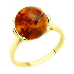 Кольцо из лимонного золота Diamant с янтарём 53-310-00767-1 фото