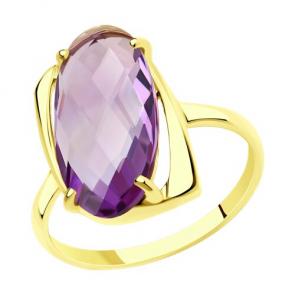 Кольцо из лимонного золота Diamant с аметистом 53-310-00803-1 фото