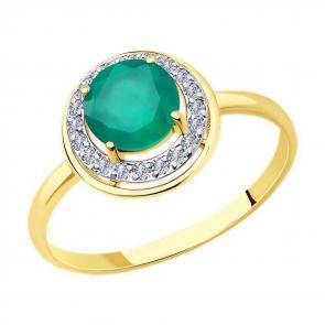 Кольцо из лимонного золота Diamant с фианитом и агатом 53-310-01426-2 фото