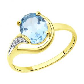 Кольцо из лимонного золота Diamant с топазом и фианитом 53-310-01561-2 фото