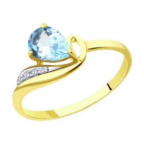 Кольцо из лимонного золота Diamant с топазом и фианитом 53-310-01562-2 фото