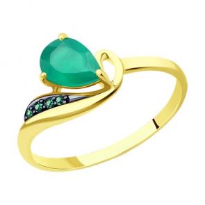 Кольцо из лимонного золота Diamant с фианитом и агатом 53-310-01562-3 фото