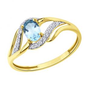 Кольцо из лимонного золота Diamant с топазом и фианитом 53-310-01702-1 фото