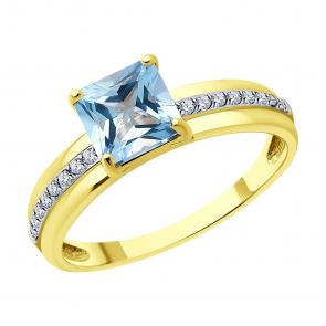 Золотое кольцо SOKOLOV с топазом и фианитом 53-310-01729-1 фото
