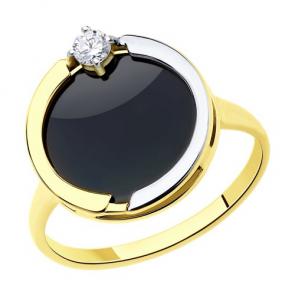 Кольцо из лимонного золота Diamant с фианитом и агатом 53-310-01871-1 фото