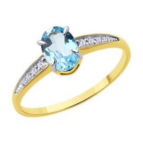 Кольцо из лимонного золота Diamant с топазом и фианитом 53-310-01933-5 фото