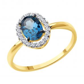 Кольцо из лимонного золота Diamant с фианитом и Лондон топазом 53-310-02049-2 фото