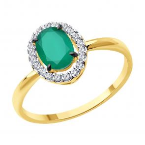 Золотое кольцо Diamant с фианитом и агатом 53-310-02049-6 фото