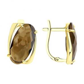 Серьги из лимонного золота Diamant с раухтопазом 53-320-00803-4 фото