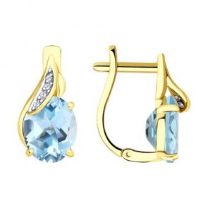Серьги из лимонного золота Diamant с топазом и фианитом 53-320-01561-2 фото
