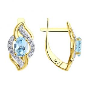 Серьги из лимонного золота Diamant с топазом и фианитом 53-320-01614-1 фото