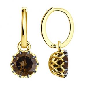 Серьги-трансформеры из лимонного золота Diamant с раухтопазом 53-321-01811-3 фото