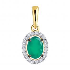 Золотая подвеска SOKOLOV с фианитом и агатом 53-330-02049-6 фото