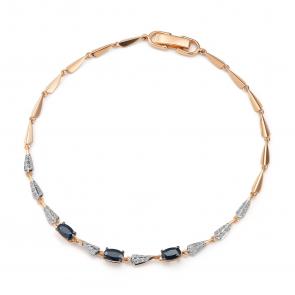 Золотой браслет АЛЬКОР с бриллиантом и сапфиром 55980-102 фото