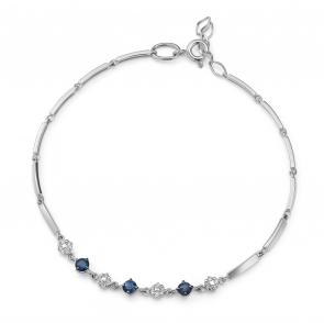 Браслет из белого золота АЛЬКОР с бриллиантом и сапфиром 55983-202 фото