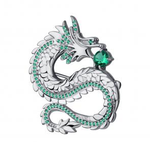 Серебряная брошь Символ года Дракон TALANT с фианитом 60-72-0003-15227 фото