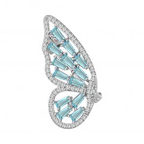 Серебряная брошь TALANT с фианитом и кварцем 60-72-000Ч-15627 фото