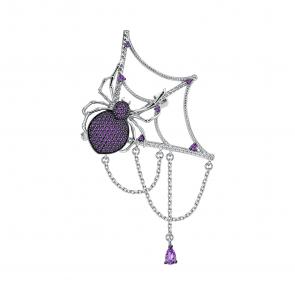 Серебряная брошь TALANT с фианитом и аметистом 60-75-0006-17956 фото