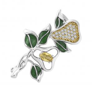 Серебряная брошь TALANT с фианитом и эмалью 60-7O-0005-17146 фото