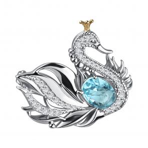 Серебряная брошь TALANT с фианитом 60-7М-0009-17375 фото