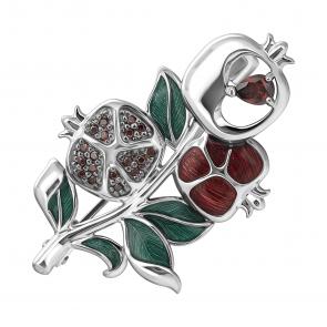 Серебряная брошь TALANT с фианитом и эмалью 60-7Э-000W-17137 фото