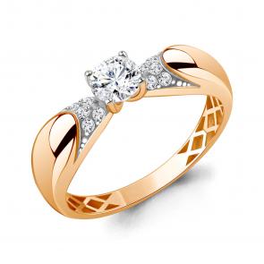 Золотое кольцо AQUAMARINE с фианитом 600239 фото