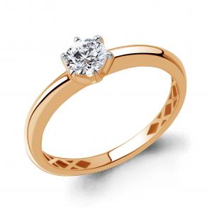 Золотое кольцо AQUAMARINE с фианитом 600313 фото